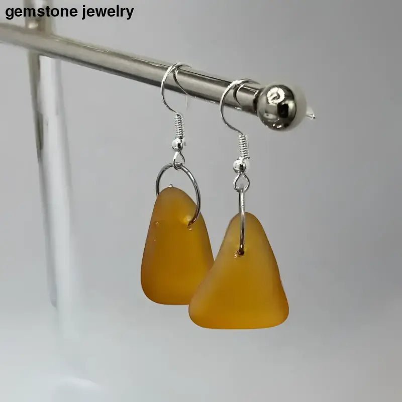 Amber Glass Dangling Earrings for a Stunning Look - Bec Sue Jewelry Shop