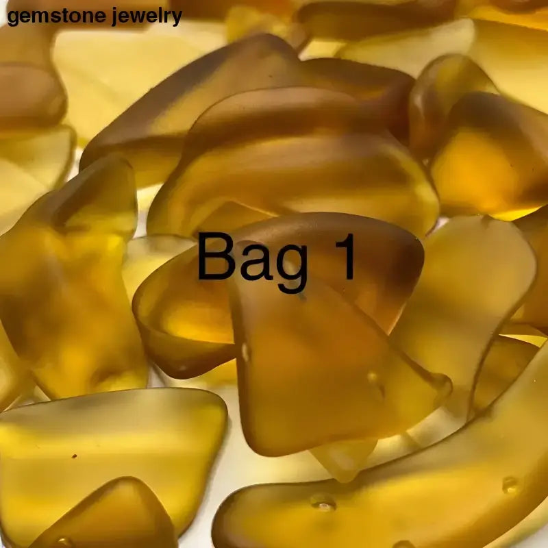 Amber Tumbled Sea Glass Shards, Tumbled Glass - Bec Sue Jewelry Shop