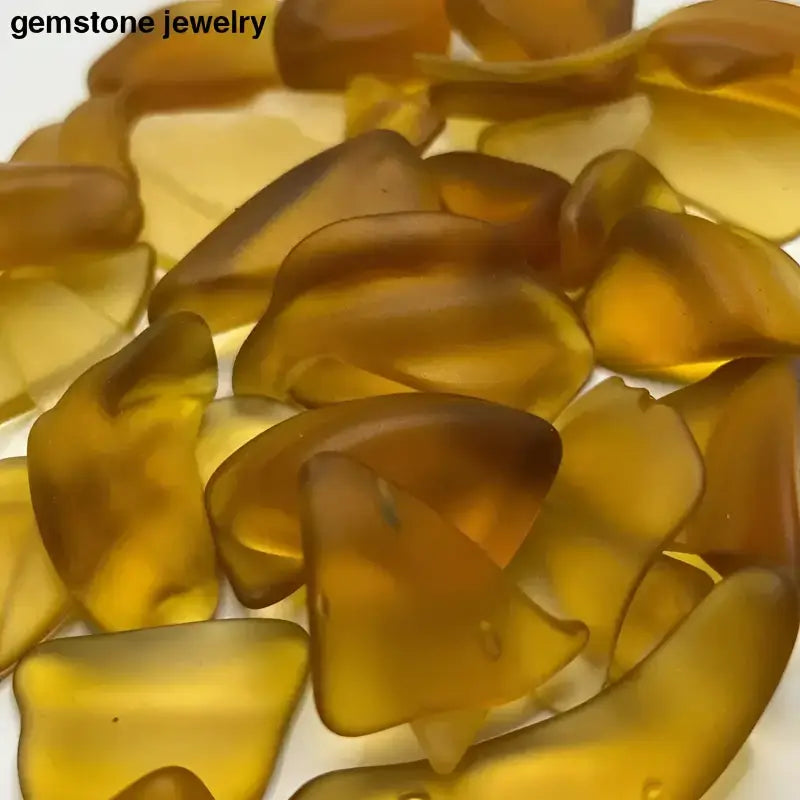Amber Tumbled Sea Glass Shards, Tumbled Glass - Bec Sue Jewelry Shop