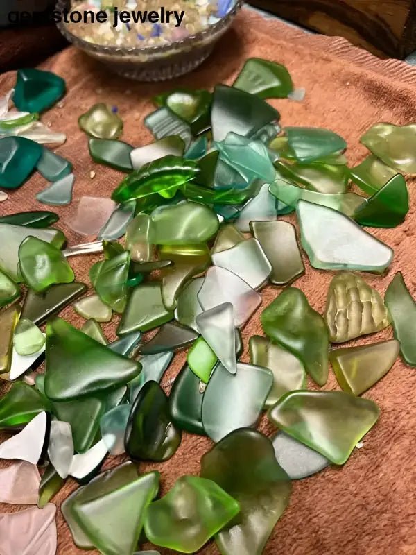 Assorted Green Tumbled Glass Pieces - Bec Sue Jewelry Shop