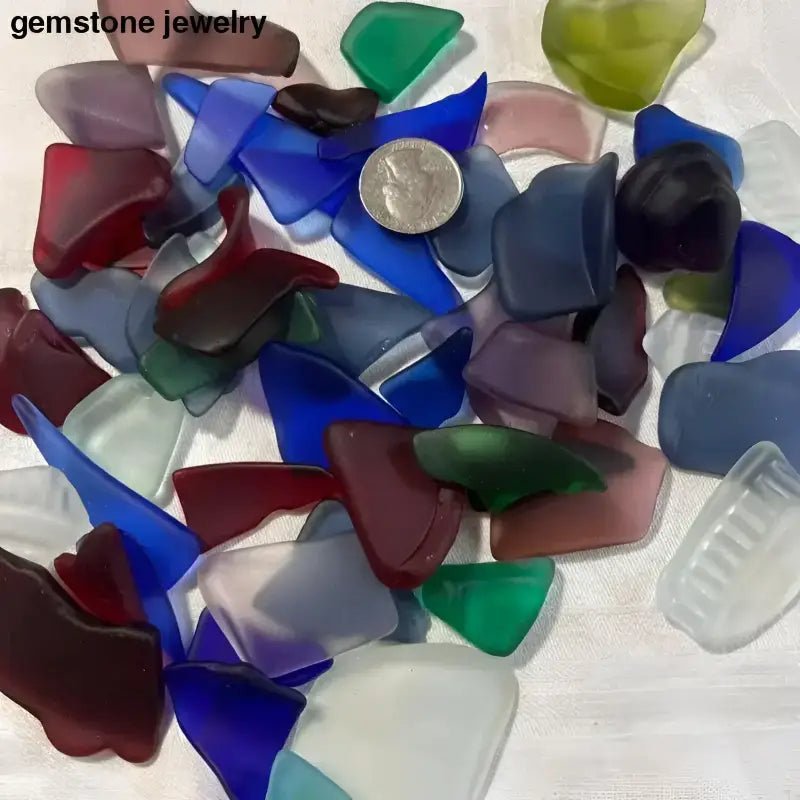 Assorted Tumbled Sea Glass Pieces in Vibrant Colors, Tumbled glass - Bec Sue Jewelry Shop