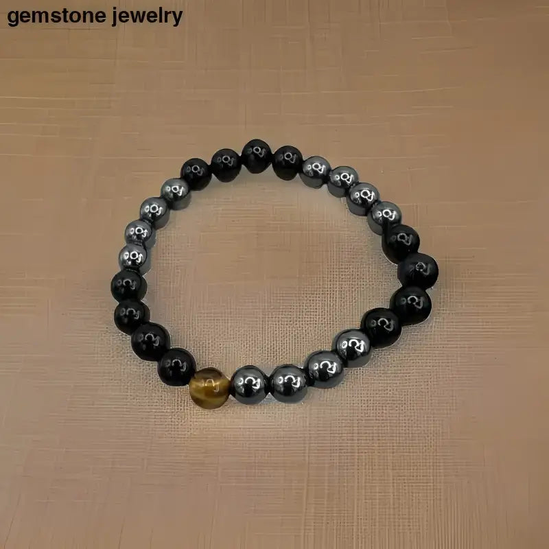 Beaded Bracelet with Tiger Eye Accent Bead - Bec Sue Jewelry Shop