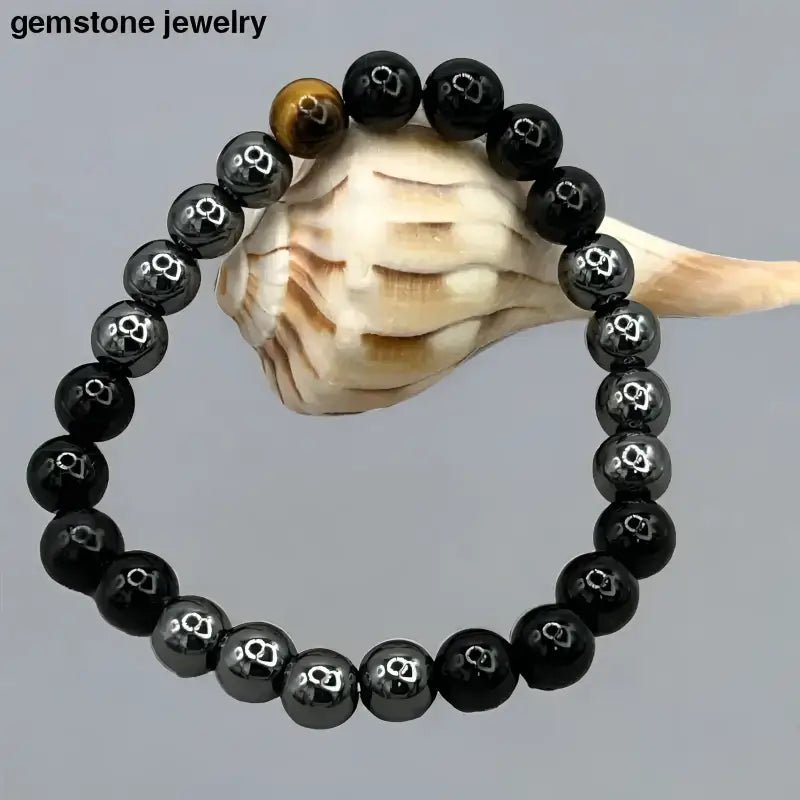 Beaded Bracelet with Tiger Eye Accent Bead - Bec Sue Jewelry Shop