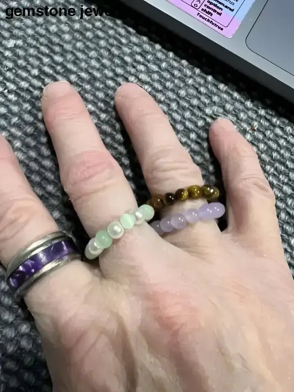 Beaded Necklace and Bracelet Set with Cats Eye and Pearl Beads - Bec Sue Jewelry Shop