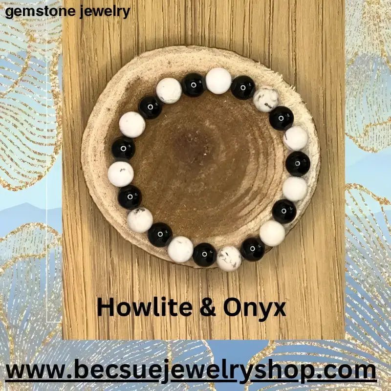 Black and White Turquoise Bead Bracelet - Bec Sue Jewelry Shop