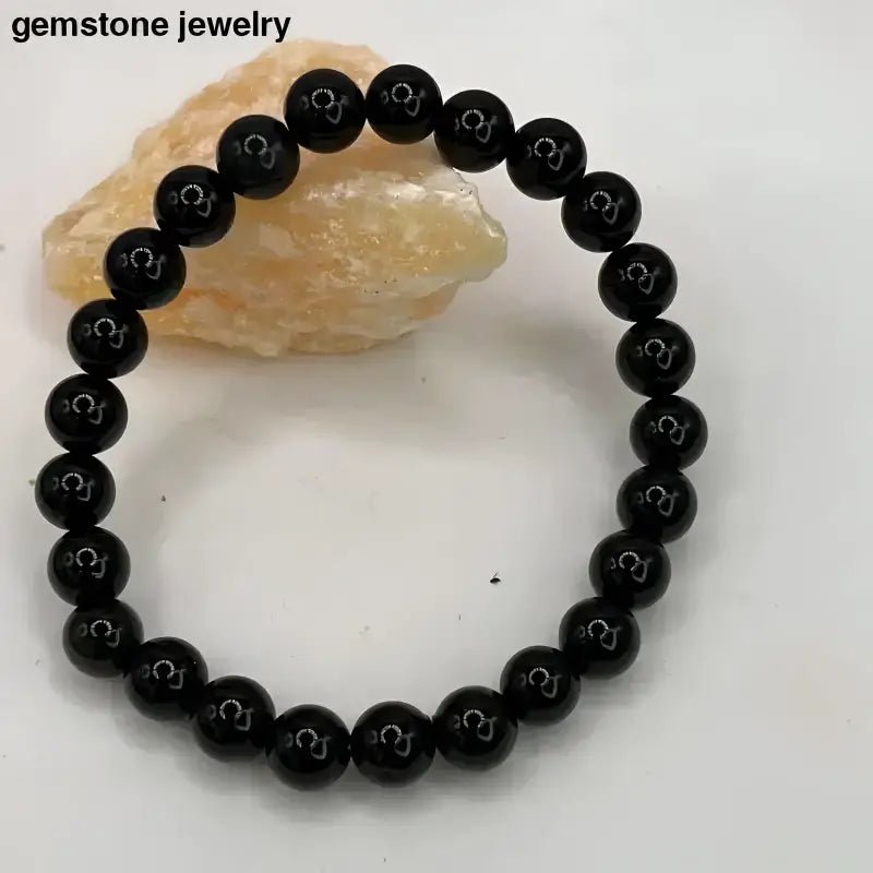 Black Obsidian Bracelet with Elegant Beaded Design - Bec Sue Jewelry Shop