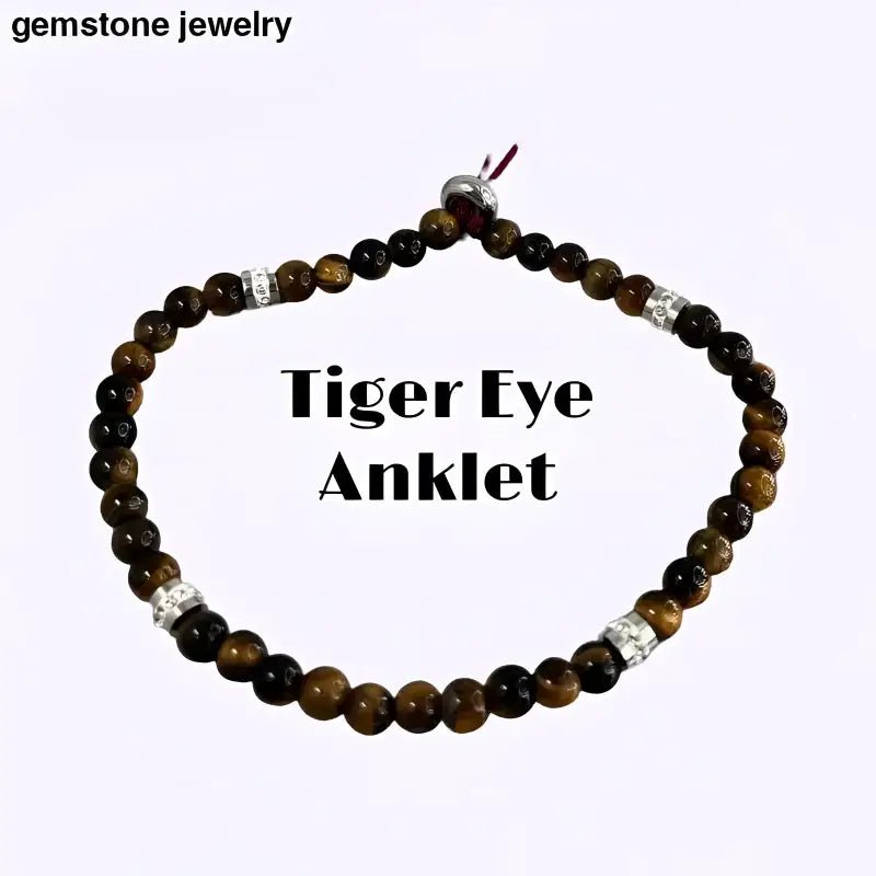 Charm Beaded Gemstone Bracelet with Tiger Eye Accents - Bec Sue Jewelry Shop