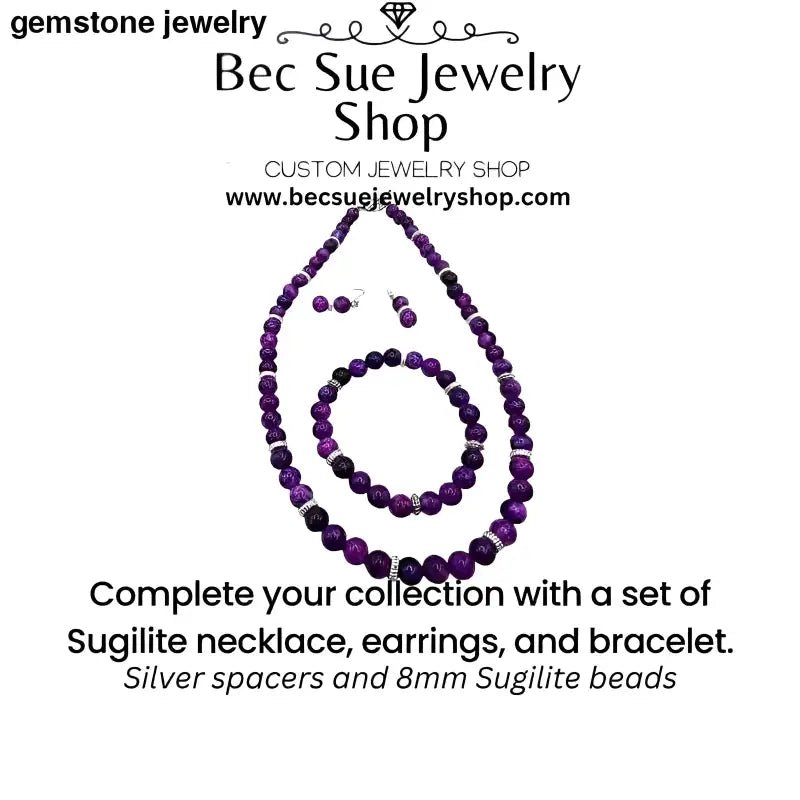 Elegant Sugilite Jewelry Set with Purple Gemstone Design - Bec Sue Jewelry Shop