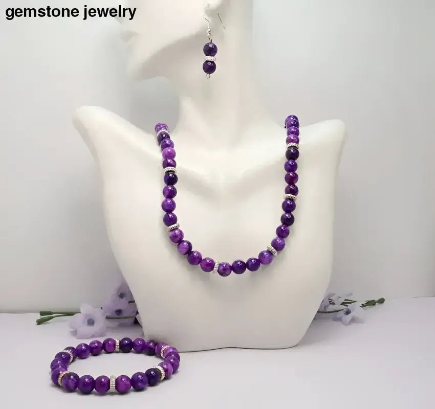Elegant Sugilite Jewelry Set with Purple Gemstone Design - Bec Sue Jewelry Shop