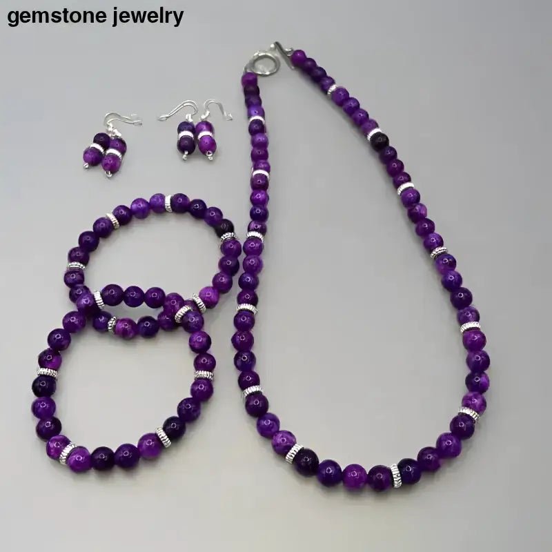Elegant Sugilite Jewelry Set with Purple Gemstone Design - Bec Sue Jewelry Shop