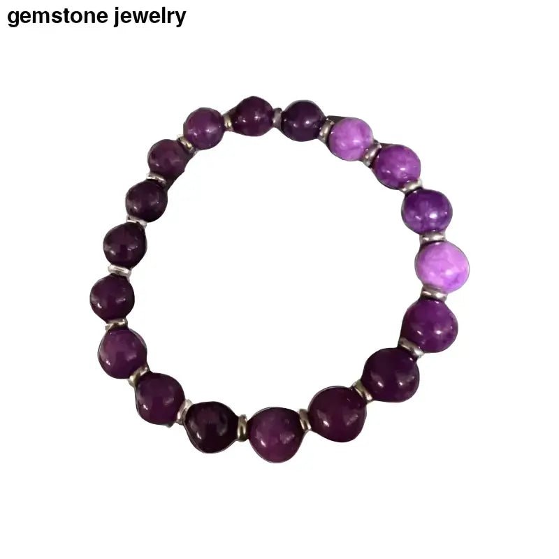 February Birthstone Bracelet with 8mm Amethyst Beads - Bec Sue Jewelry Shop