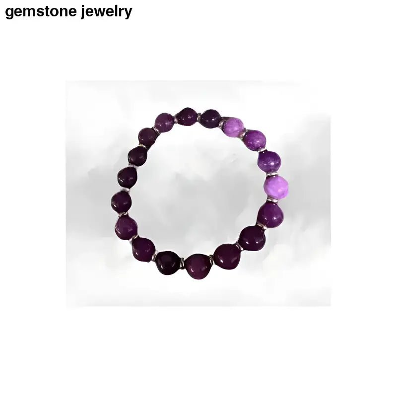 February Birthstone Bracelet with 8mm Amethyst Beads - Bec Sue Jewelry Shop