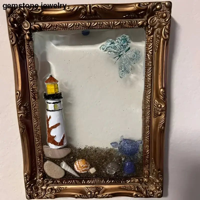 Framed Lighthouse Diorama for Coastal Sea Glass Decor - Bec Sue Jewelry Shop