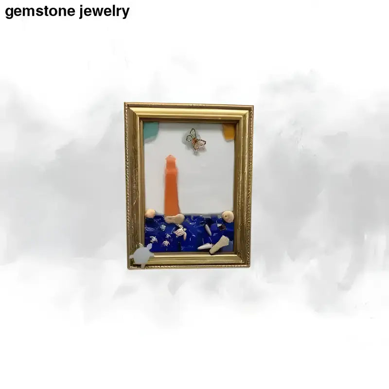 Framed Lighthouse Sea Glass Decor Art Picture - Bec Sue Jewelry Shop