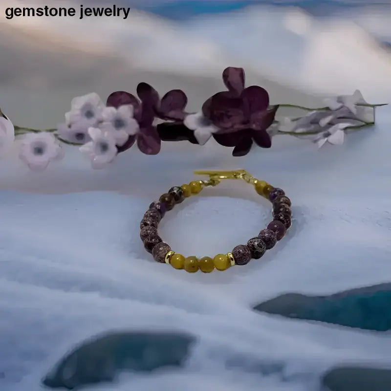 Gold Tiger Eye and Purple Jasper Beaded Bracelet - Bec Sue Jewelry Shop