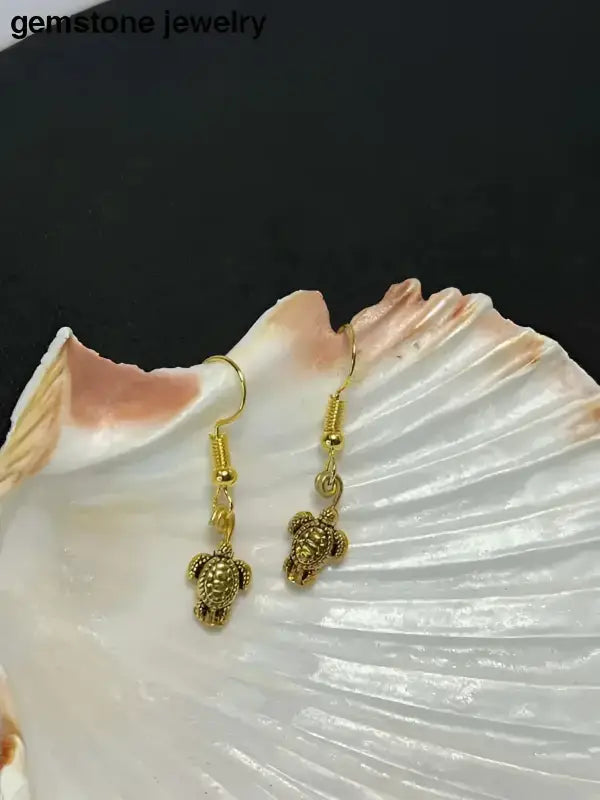 Gold Turtle Earrings with Tortoise Charms from Bec Sue Jewelry - Bec Sue Jewelry Shop