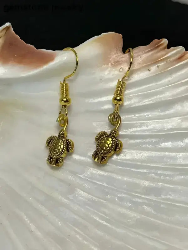 Gold Turtle Earrings with Tortoise Charms from Bec Sue Jewelry - Bec Sue Jewelry Shop