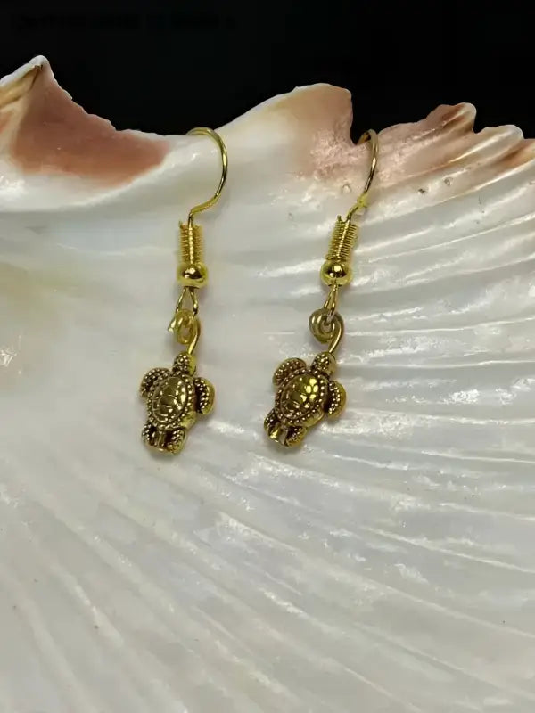 Gold Turtle Earrings with Tortoise Charms from Bec Sue Jewelry - Bec Sue Jewelry Shop