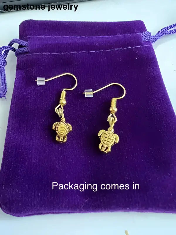 Gold Turtle Earrings with Tortoise Charms from Bec Sue Jewelry - Bec Sue Jewelry Shop