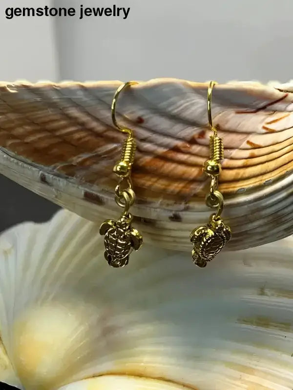 Gold Turtle Earrings with Tortoise Charms from Bec Sue Jewelry - Bec Sue Jewelry Shop
