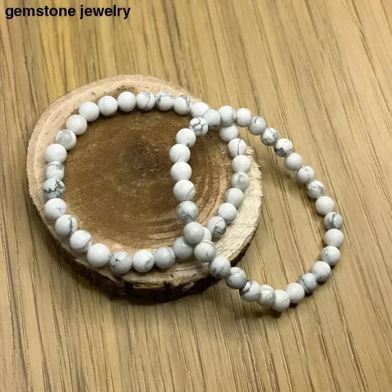 Grade AAA White Howlite Beaded Bracelets Set of Two - Bec Sue Jewelry Shop