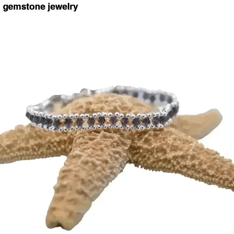 Green Gemstone Bead Tennis Bracelet with Sterling Silver Elements - Bec Sue Jewelry Shop