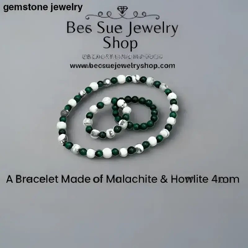 Green Malachite and White Howlite Beaded Bracelets - Bec Sue Jewelry Shop