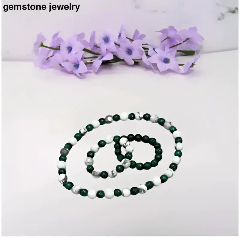 Green Malachite and White Howlite Beaded Bracelets - Bec Sue Jewelry Shop