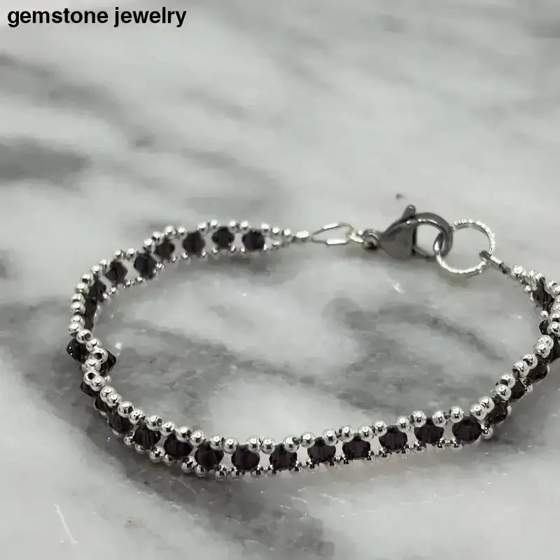 Handcrafted Czech Bead Bracelet with Silver Chain - Bec Sue Jewelry Shop