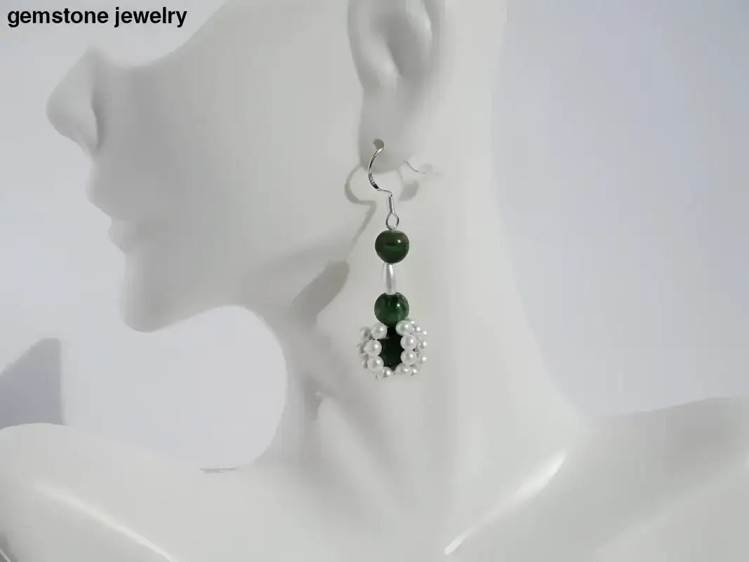 Handmade Statement Beaded Earrings with Yellow Beads and White Pearls - Bec Sue Jewelry Shop