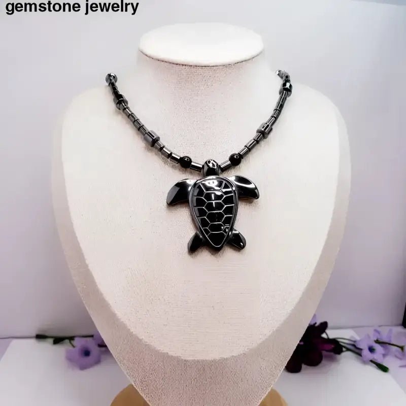 Hematite Turtle Necklace | Grounding & Protection Jewelry - Bec Sue Jewelry Shop