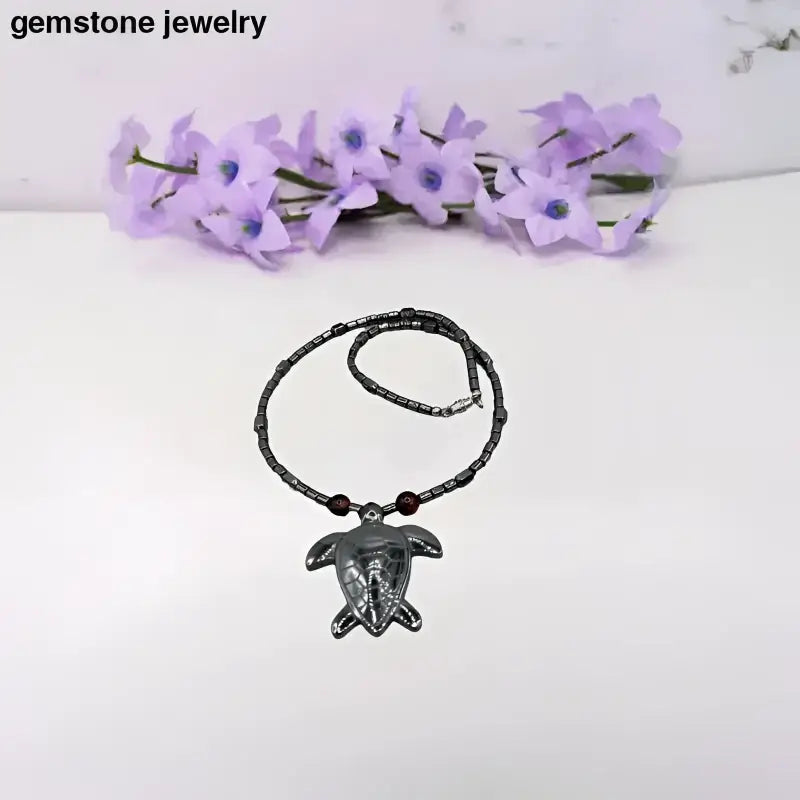 Hematite Turtle Necklace with Elegant Turtle Pendant - Bec Sue Jewelry Shop