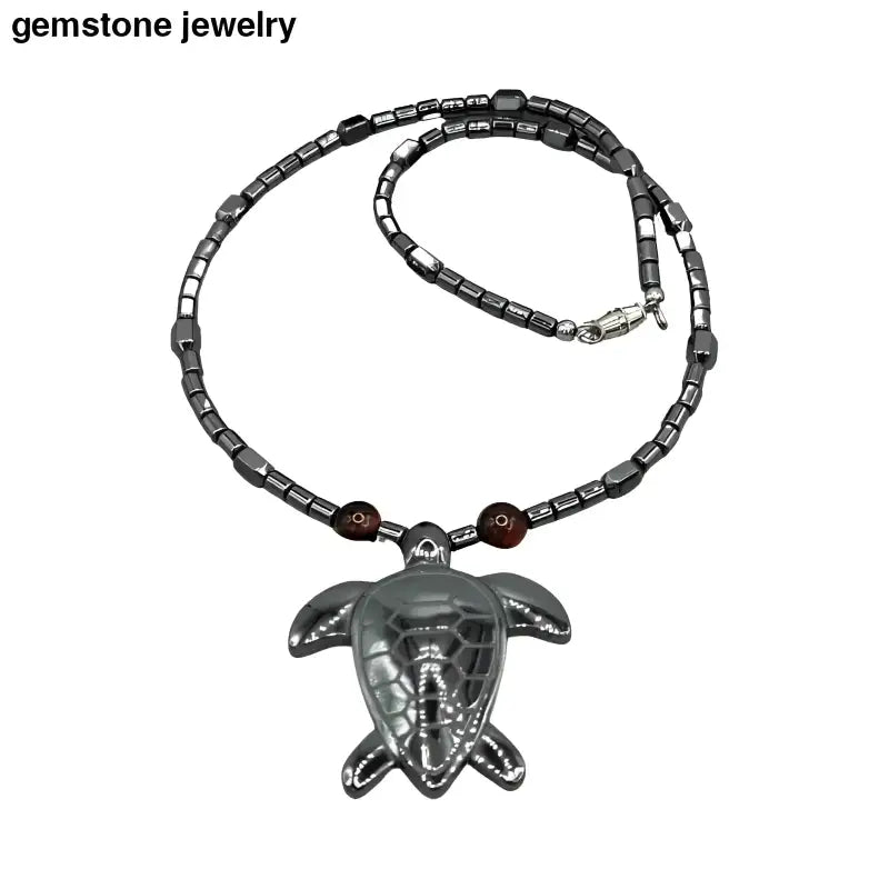 Hematite Turtle Necklace with Elegant Turtle Pendant - Bec Sue Jewelry Shop