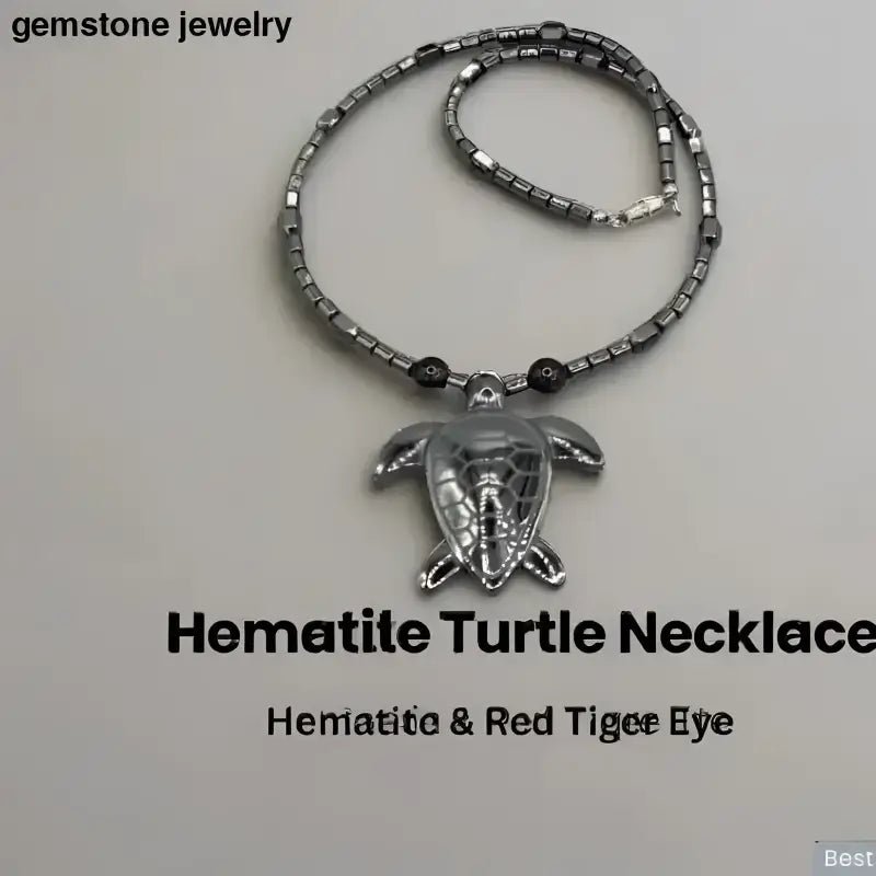 Hematite Turtle Necklace with Elegant Turtle Pendant - Bec Sue Jewelry Shop