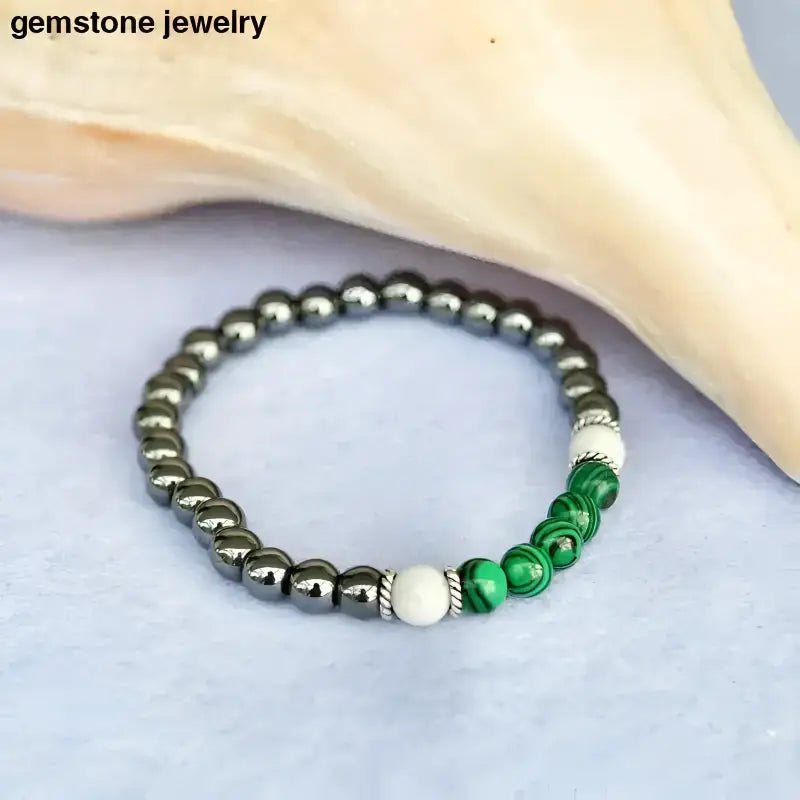 Howlite Gemstone Bracelet with Sterling Silver Accents - Bec Sue Jewelry Shop