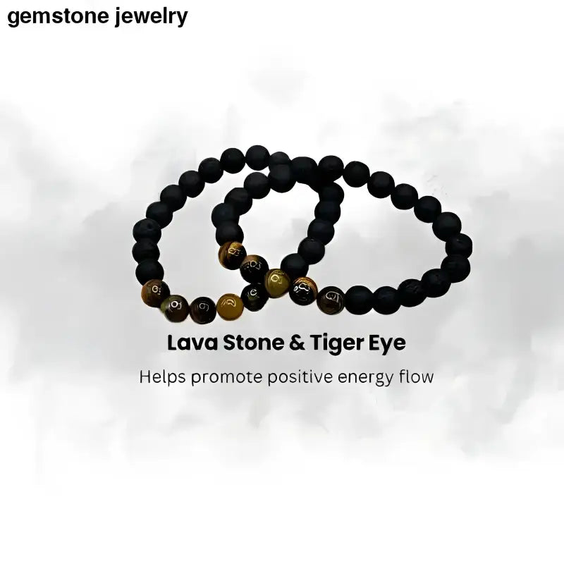Lava Stone and Tiger Eye Bracelet with Beads - Bec Sue Jewelry Shop