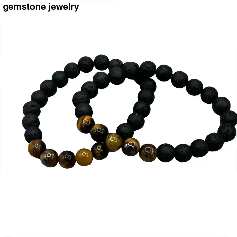 Lava Stone and Tiger Eye Bracelet with Beads - Bec Sue Jewelry Shop