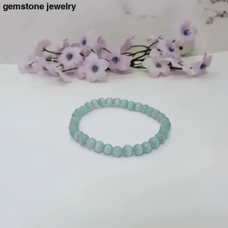 Light Blue Cat's Eye Beaded Bracelet - Bec Sue Jewelry Shop