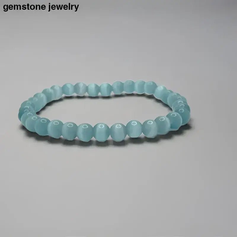 Light Blue Cat's Eye Beaded Bracelet - Bec Sue Jewelry Shop