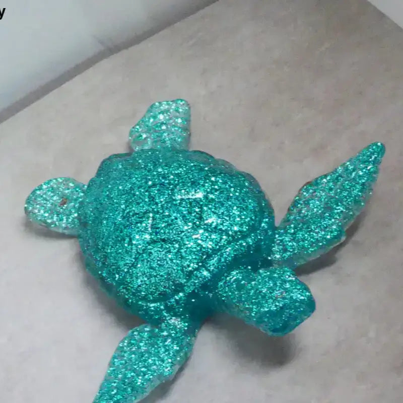 Sparkly turquoise turtle figurine for beads, bracelets, and home decor accents