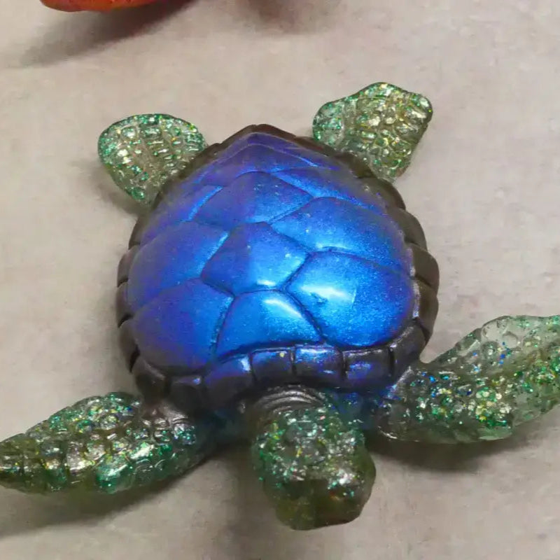 Iridescent blue and green turtle figurine perfect for beads bracelets and home decor