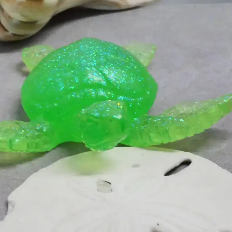 Sparkly Green Turtle Figurine perfect for Beads Bracelets and Home Decor