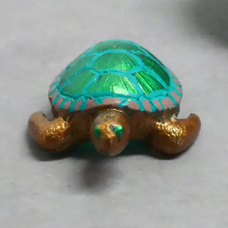 Green and gold turtle figurine suitable for beads, bracelets, and home decor accessories