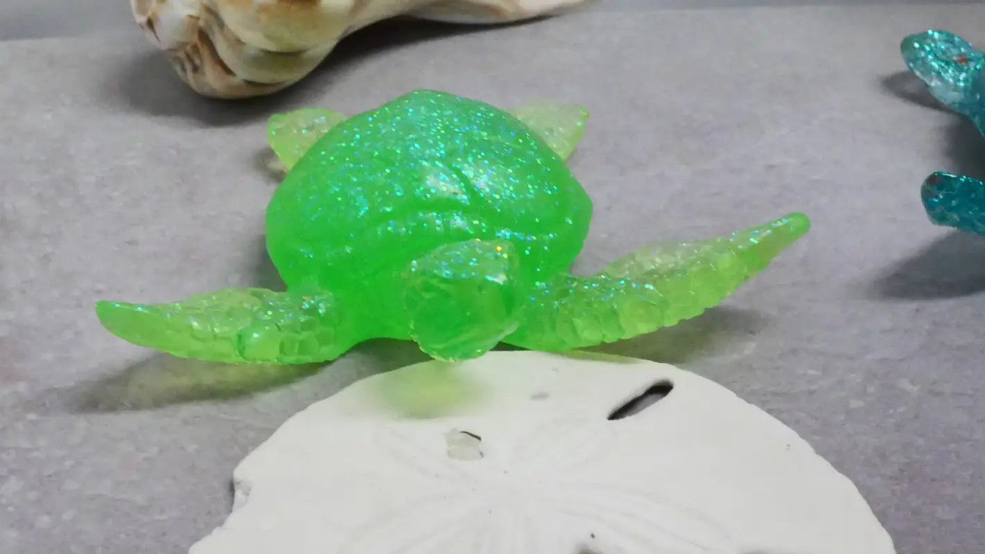 Sparkly Green Turtle Figurine perfect for Beads Bracelets and Home Decor