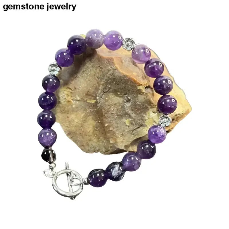 Natural Amethyst Beaded Bracelet for Elegant Amethyst Jewelry - Bec Sue Jewelry Shop