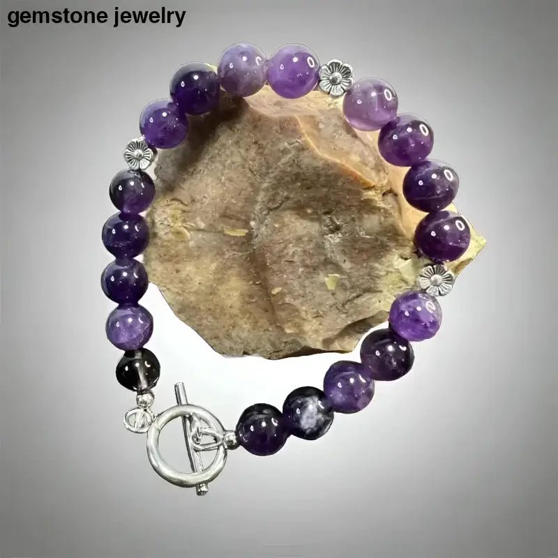 Natural Amethyst Beaded Bracelet for Elegant Amethyst Jewelry - Bec Sue Jewelry Shop
