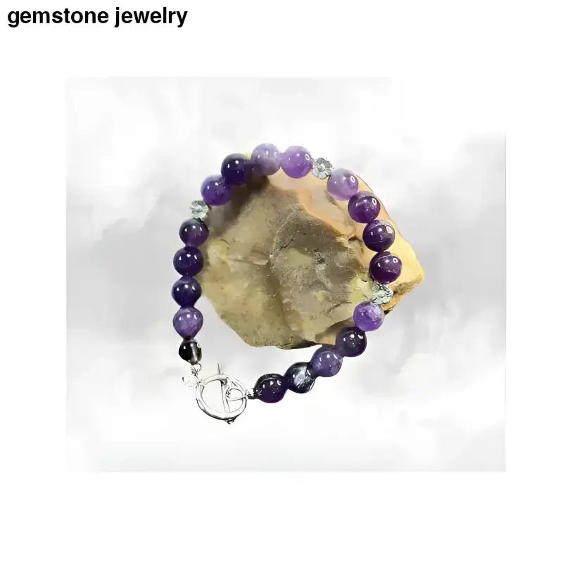 Natural Amethyst Beaded Bracelet for Elegant Amethyst Jewelry - Bec Sue Jewelry Shop