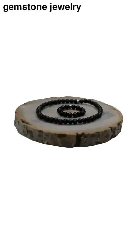 Onyx Bracelet and Necklace Set with Black Beads - Bec Sue Jewelry Shop