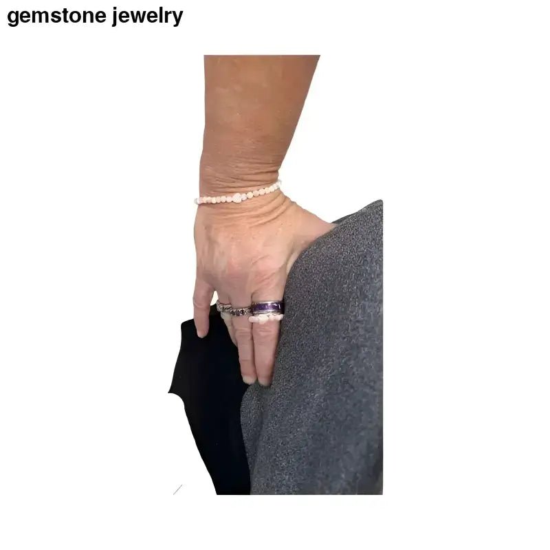 Pink Gemstone Beaded Jewelry Set with White Pearl Heart Accent - Bec Sue Jewelry Shop