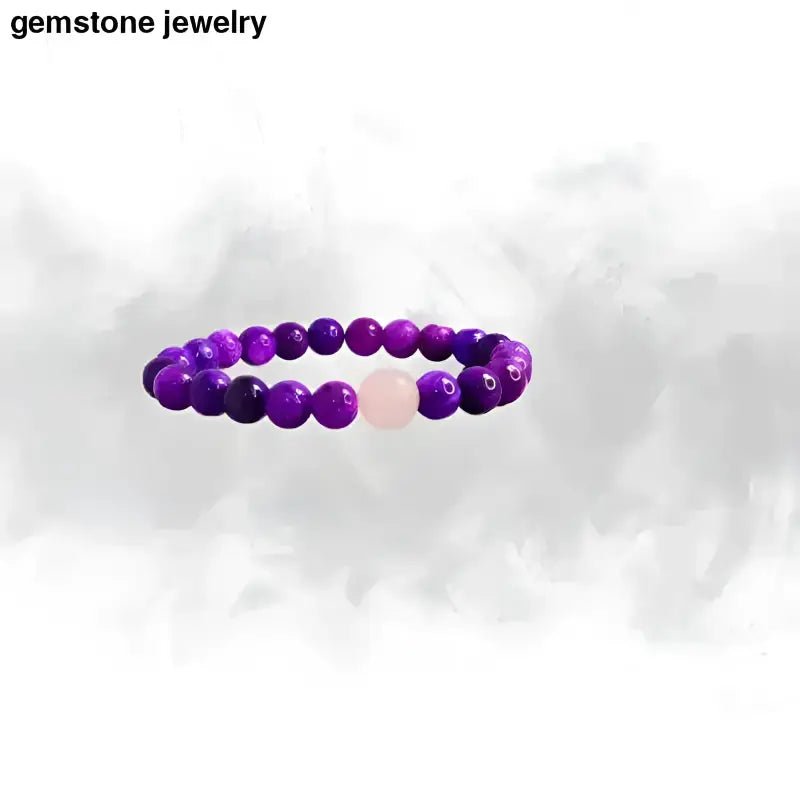 Purple and Pink Beaded Bracelet with Sugilite 6mm and Rose Quartz - Bec Sue Jewelry Shop